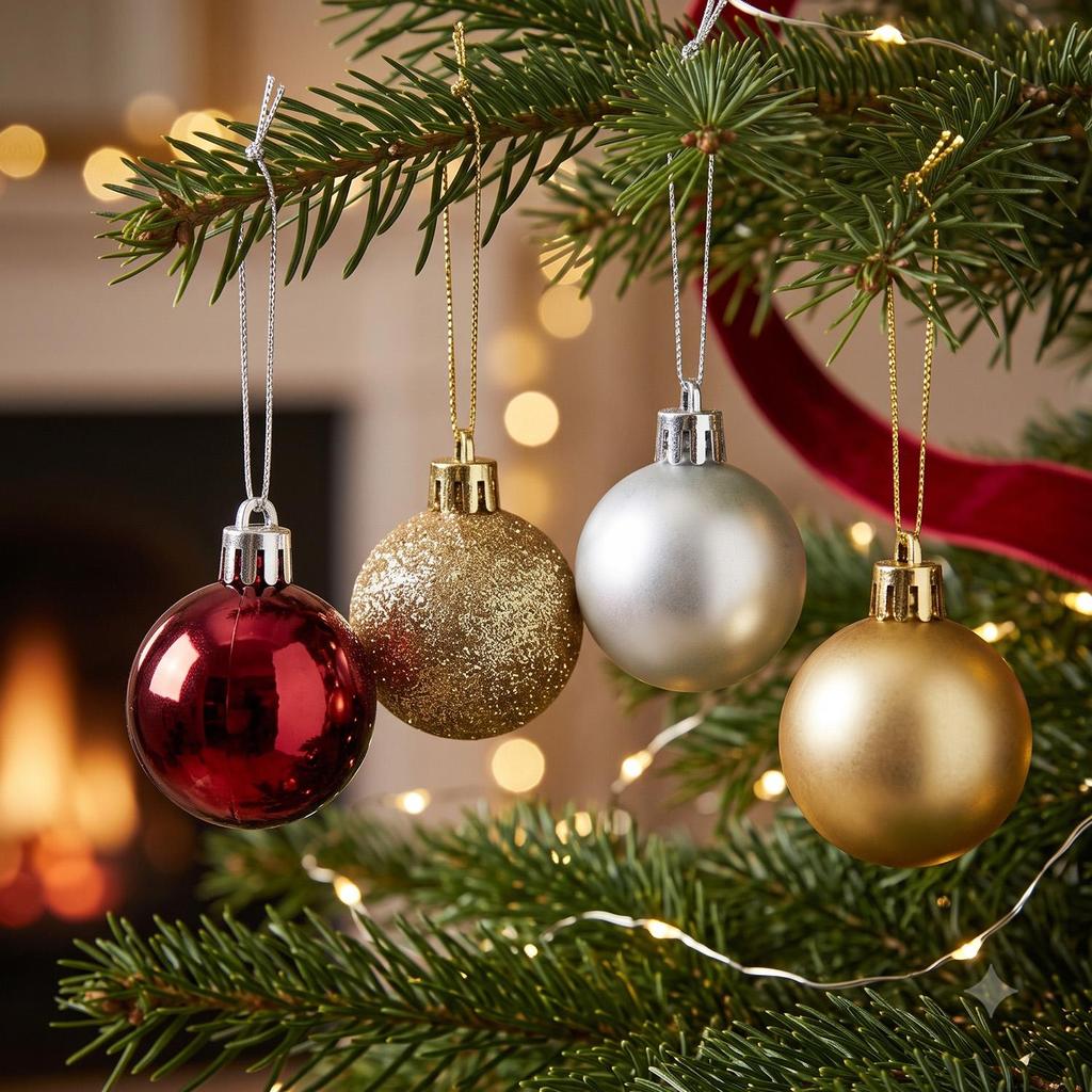 96/24pcs Red Christmas Balls Matte Shiny Glitter Hanging Ball Set for Xmas Tree Home Holiday New Year Party Decoration Supplies