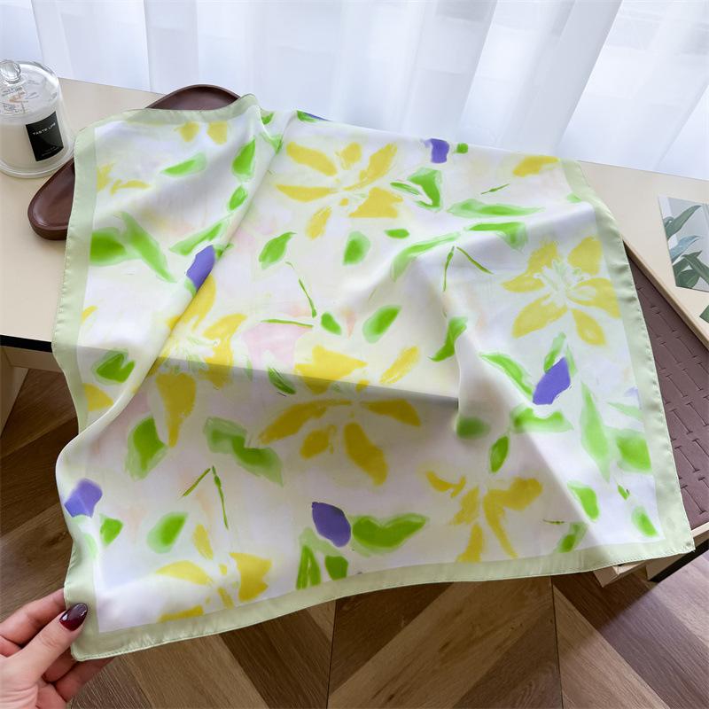Korean Style Fresh Printed Square Scarf For Women Summer 66*70cm