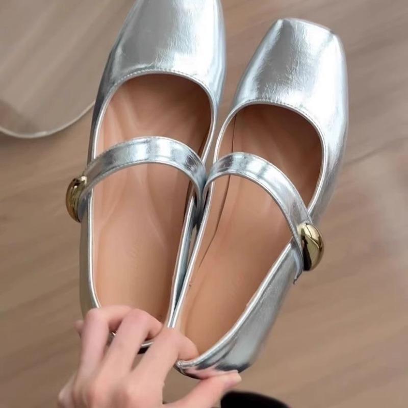 2025 New Mary Jane Womens Shoes Autumn Fashion Fashion Style Square-toe Low-heeled Soft-soled Casual Slip-on Shoes