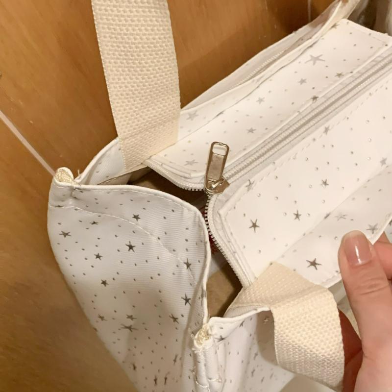 Simple Dotted Star Shoulder Bag Korean Style Casual Tote High Capacity Lunch Bag Comfortable Texture and Casual Commuting Bag