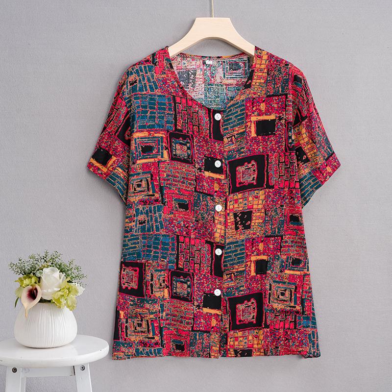 Summer Top Women Cardigan Thin Short Sleeve Plus Size Women's Blouse Summer Loose Vintage Clothes