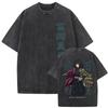 Demon Slayer Himejima Gyomei Stone Breathing Vintage Washed Double Sided Print T-Shirt, Unisex Oversized Streetwear, Anime Fan Gift