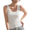 Women's Slim Fit Threaded Vest - Spring & Summer Solid Color Tank Top for Sports or Casual Wear