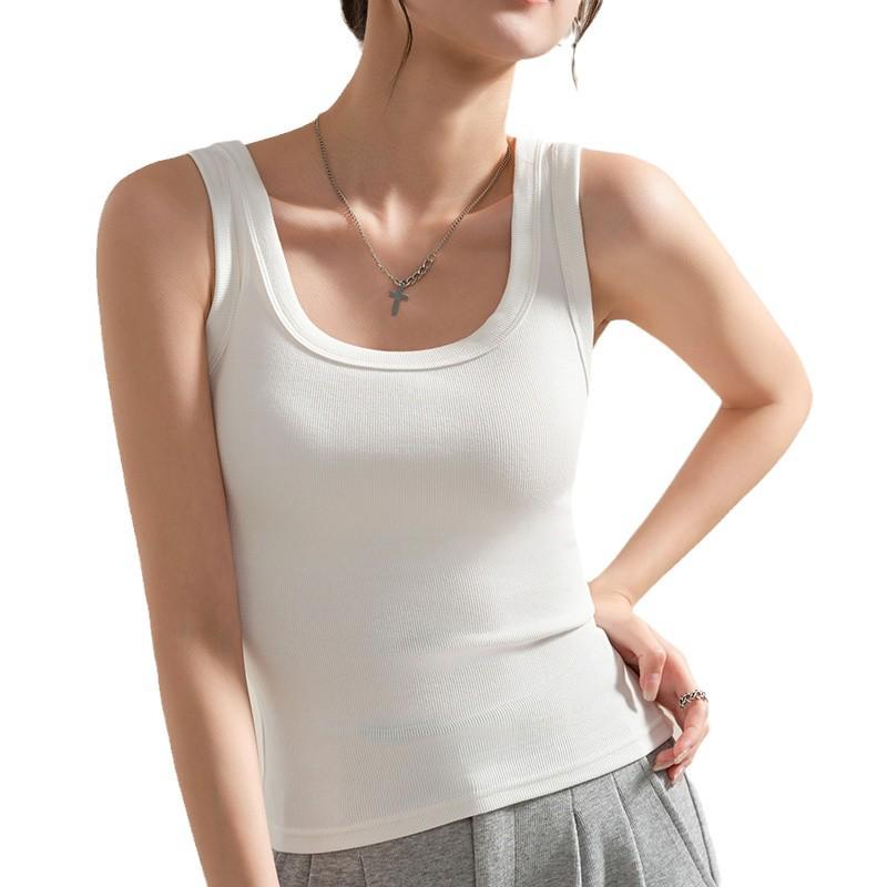 Women's Slim Fit Threaded Vest - Spring & Summer Solid Color Tank Top for Sports or Casual Wear