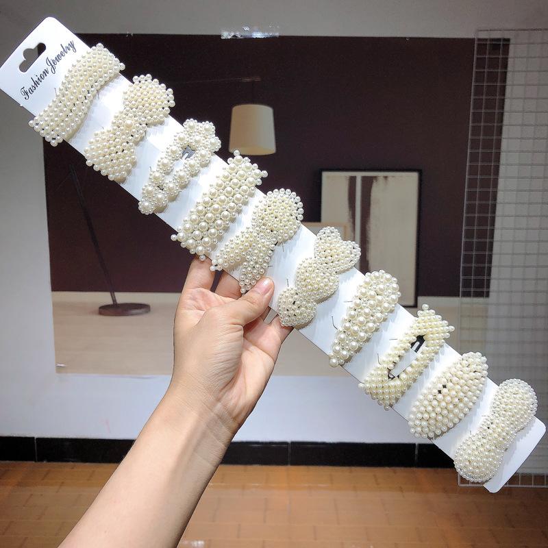 10 Pieces of Pearl Hairpins for Girls, Side Clips, Back of Head BB Clips, Fashionable and Popular Hair Accessories