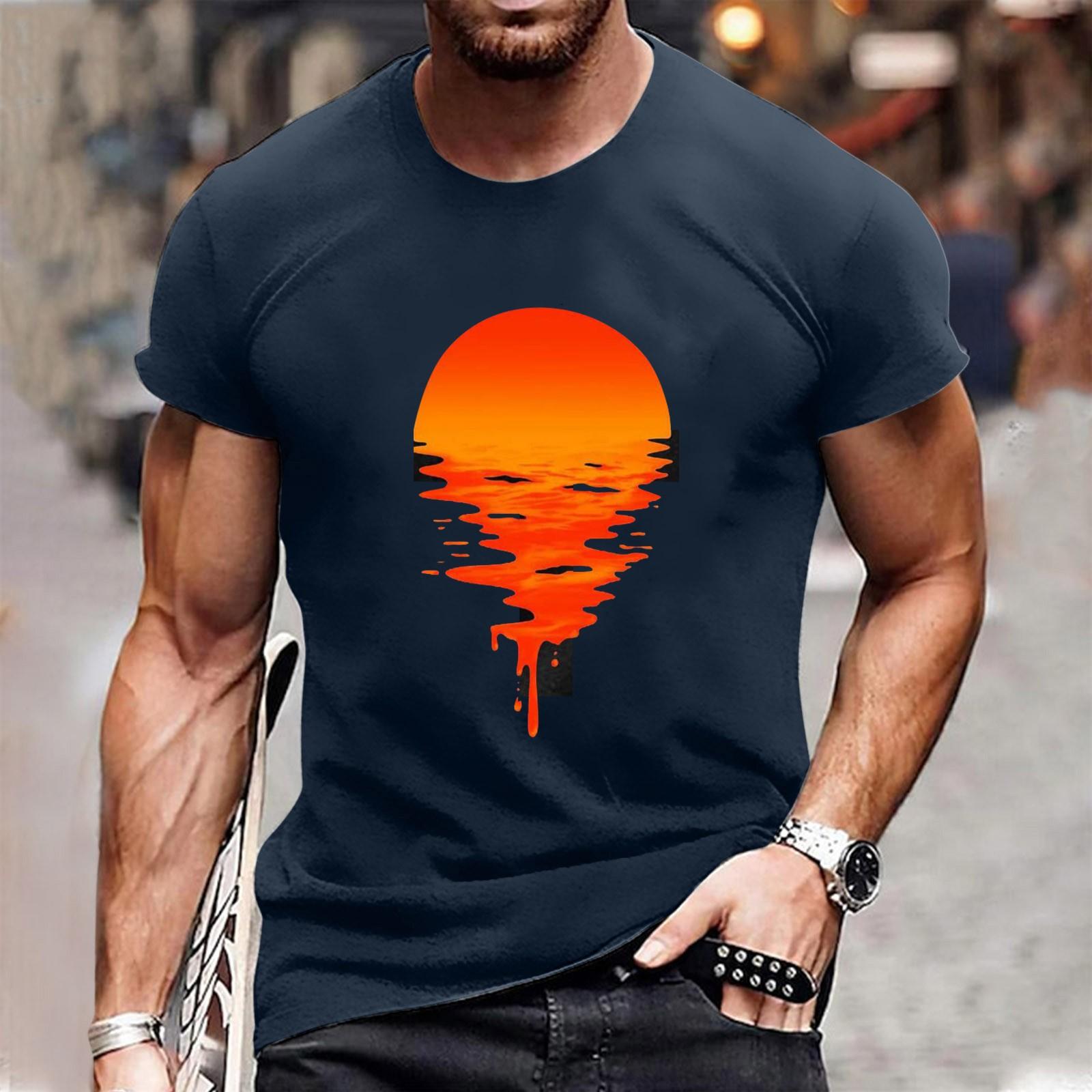 

Summer Short Sleeve Round Neck European Size Cross Print Pullover T-shirt Top XXXXXL