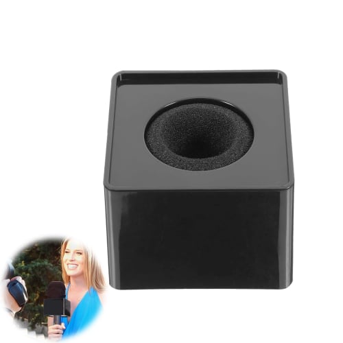 PAVIKE Black Square Microphone Flag for Interviews, Advertising, Image Enhancement, Newsmark, Interview Microphone, Microphone Accessory, Microphone S