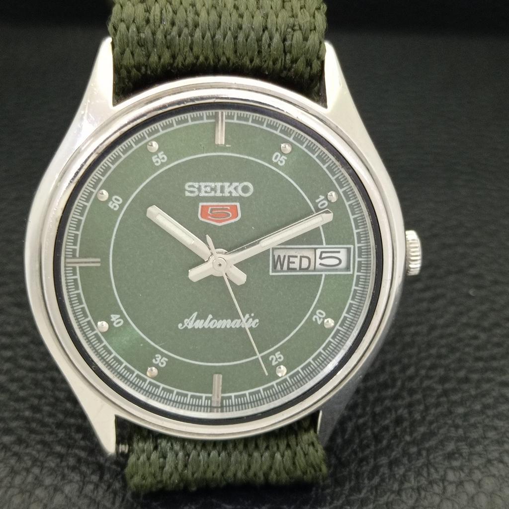JAPAN VINTAGE SEIKO 5 AUTOMATIC 6309A MENS GREEN COLOR DIAL WATCH A701608-5 R206c-a701608
