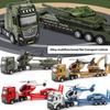 Simuation Engineering Truck Trailer Model Car Helicopter Set Boy Diecast Vehicle Car Toy For Boys Girls Kids