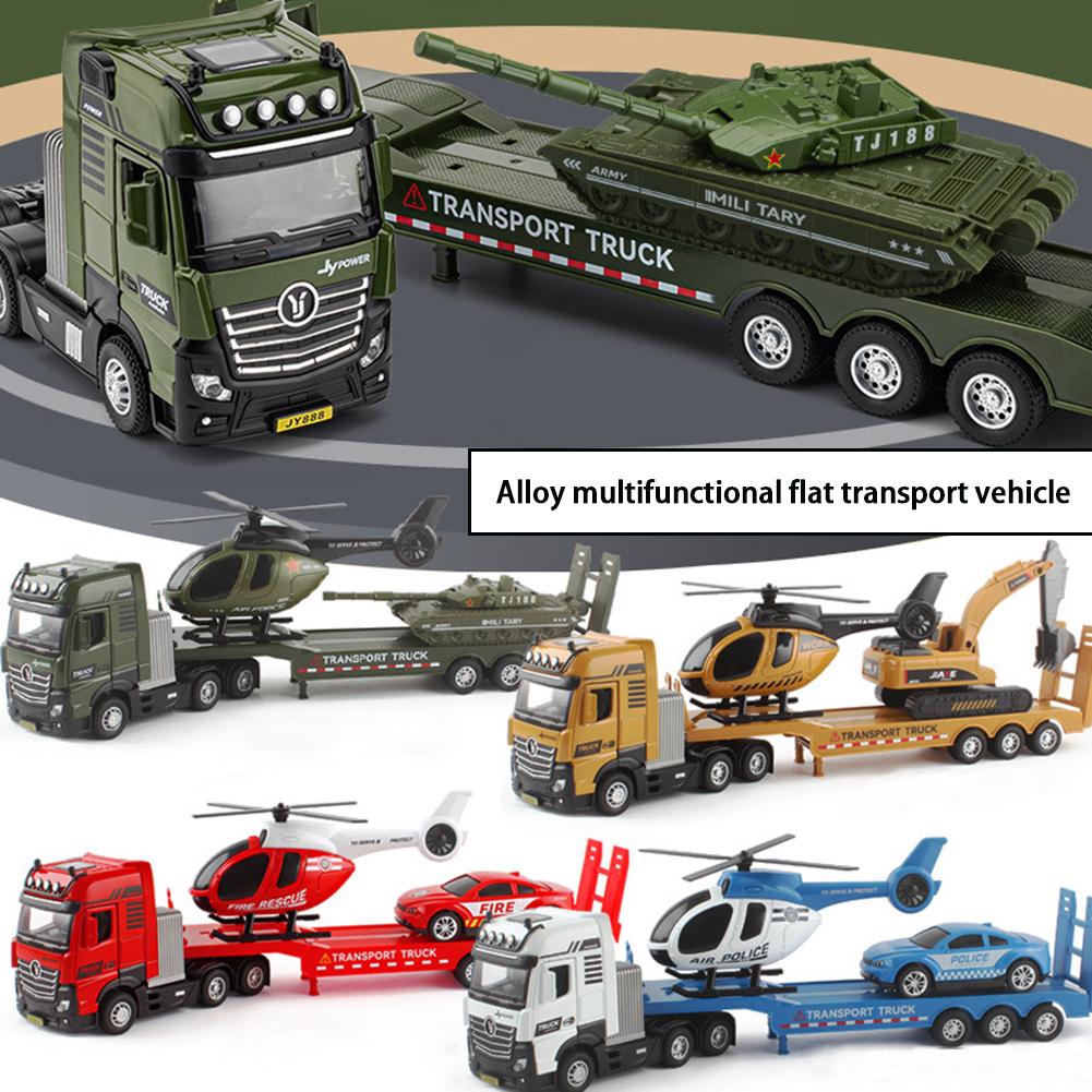 Simulație Inginerie Camion Remorcă Model Mașină Set Elicopter Băiat Vehicul Diecast Mașină Jucărie Pentru Băieți Fete Copii