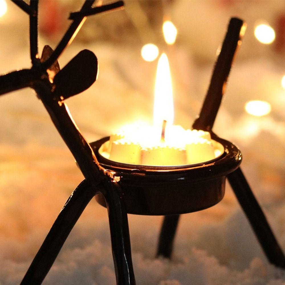 Reindeer Christmas Candle Holder Iron Deer Candle Pillar Rustic Elk Candlestick Stand  Living Room