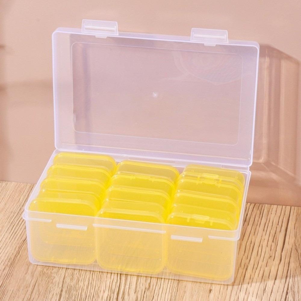 

12 Grids Jewelry Beads Storage Case Multi-Functional Plastic Rhinestone Nail Design Organize Transparent DIY