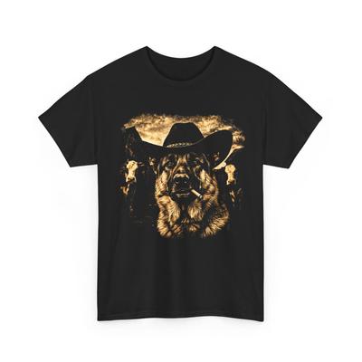 German Shepherd Western Graphic Cowboy Dog Smoking T-Shirt