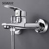 Zinc Alloy Basin Faucets Chrome Wall Mounted Hot Cold Water Dual Spout Mixer Tap