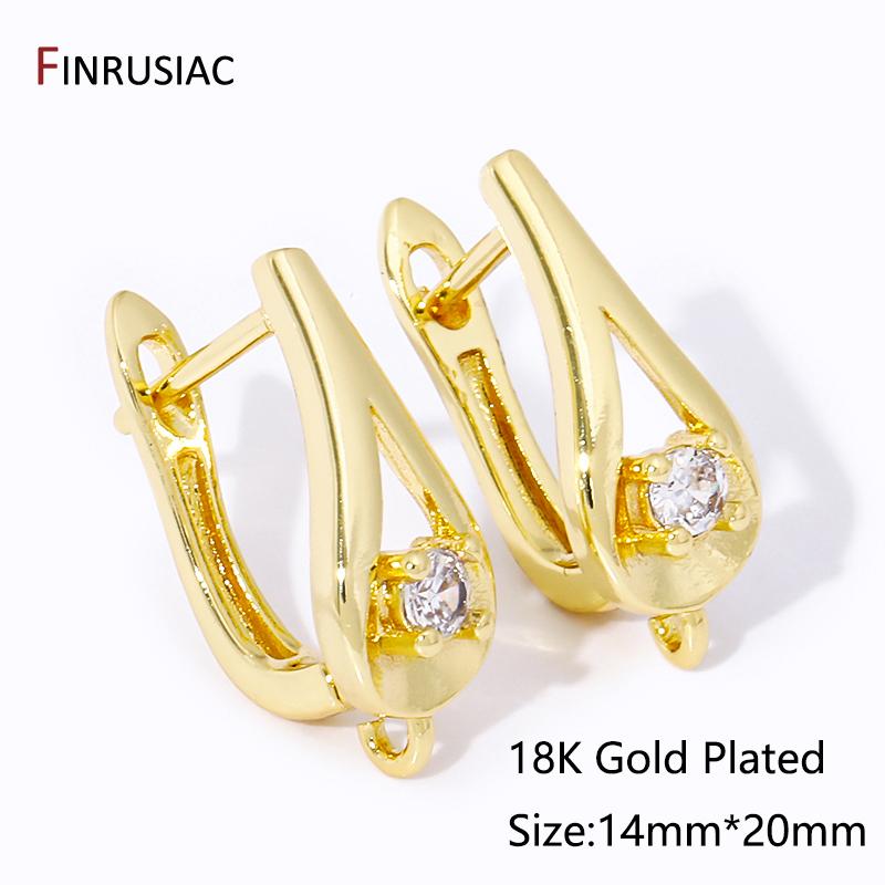 

Trendy 18K Gold Plated Brass Earwire Fixtures,Zircon Earring Hooks Clasps For DIY Women Earring Making Findings Accessories 1 pair