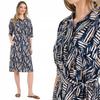 Women's Midi Shirt Dress with Belt, 100% Viscose, Pockets, MORAJ 3XL PATT 2
