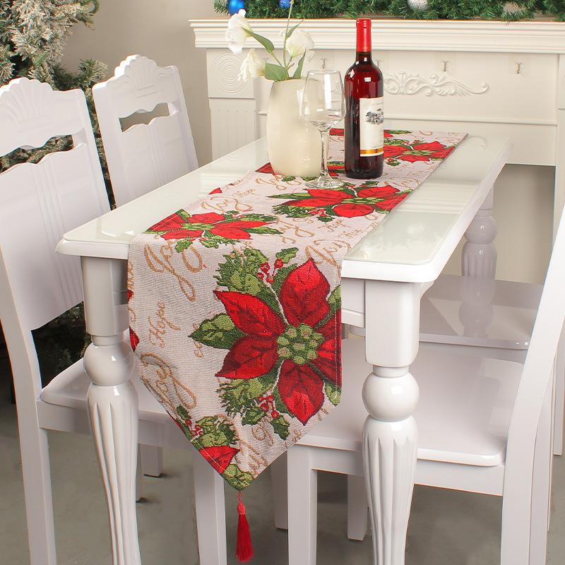 Christmas Table Runner Flag Printing Wear Dirt Resistant Xmas Christmas Table Flag for Christmas Tab
