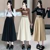 Washed Cotton Skirt Women's High Waist Pendulum Pear-shaped Body Drape Hips Medium and Long Umbrella Skirt