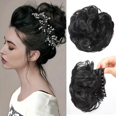 Synthetic Claw Clip In Messy Bun Curly Wavy Hair Extensions Chignon Ponytail Hairpieces For Women Hair Accessories