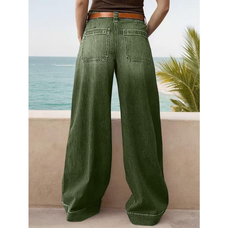 2026 New Women's Loose Fit Wide Leg Straight Jeans, Vintage Slimming Cropped Denim Pants for Casual Daily Wear