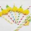 Honeycomb Fruit Paper Straws, Tropical Pineapple Orange Decor Straws for Summer Party, Disposable Drink Straws for Juice