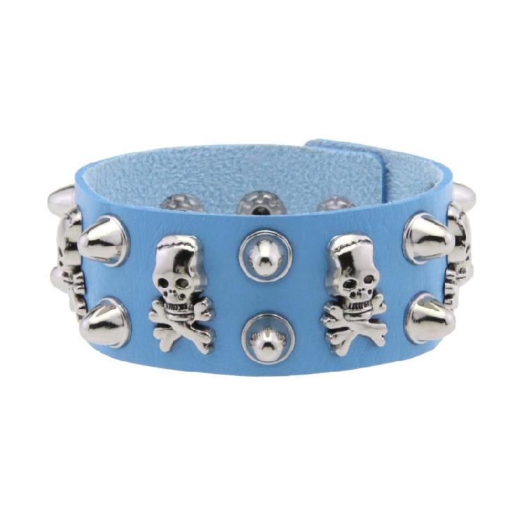 Unisex Punk Jewelry Pieces Featuring Wide Leather Band and Rebellious Skull Embellishments for Daily Wear
