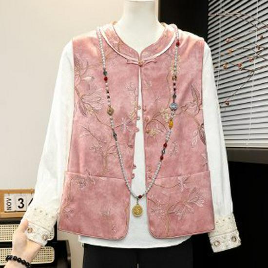 

Embroidered Vest Top for Women: National Style Spring 2026, Suited for Middle-Aged and Elderly XL рожевий