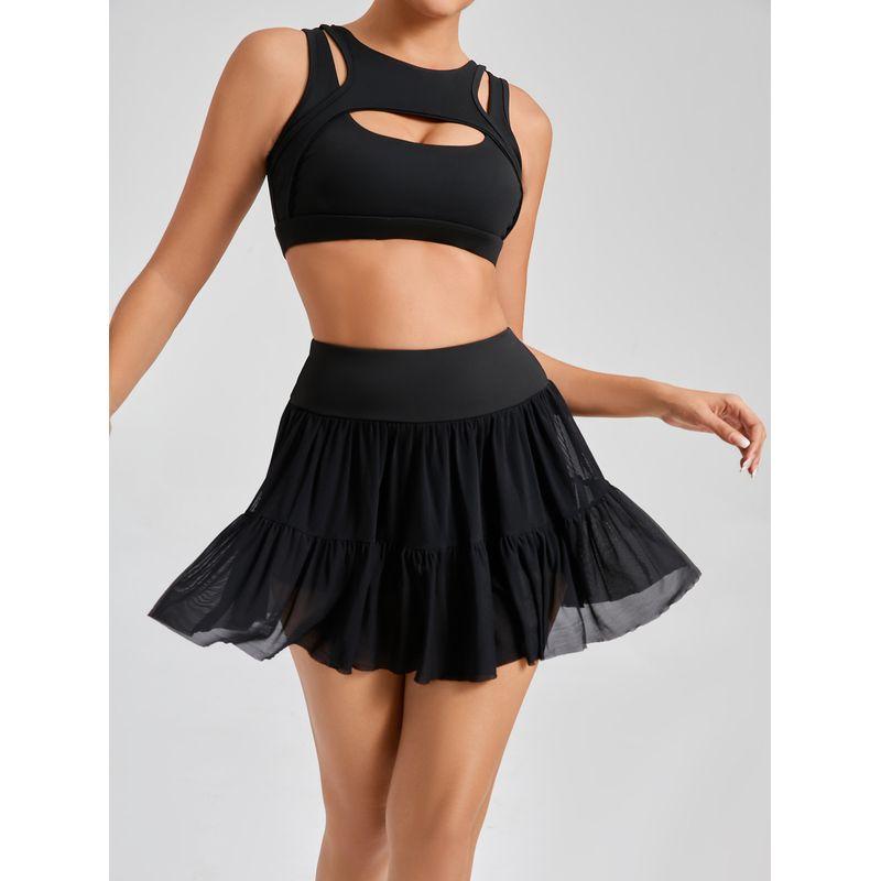 

New Arrival Pants with Bubble Skirt 2-in-1 with Shorts Fashion Tape Yoga Fitness Casual Sports Short Skirt Tennis Skirt Fashion