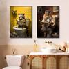 Funny Animals Toilet Canvas Painting Prints Gorilla Elephant Cat Dog Wall Art Poster Picture for Bathroom Room Home Decoration