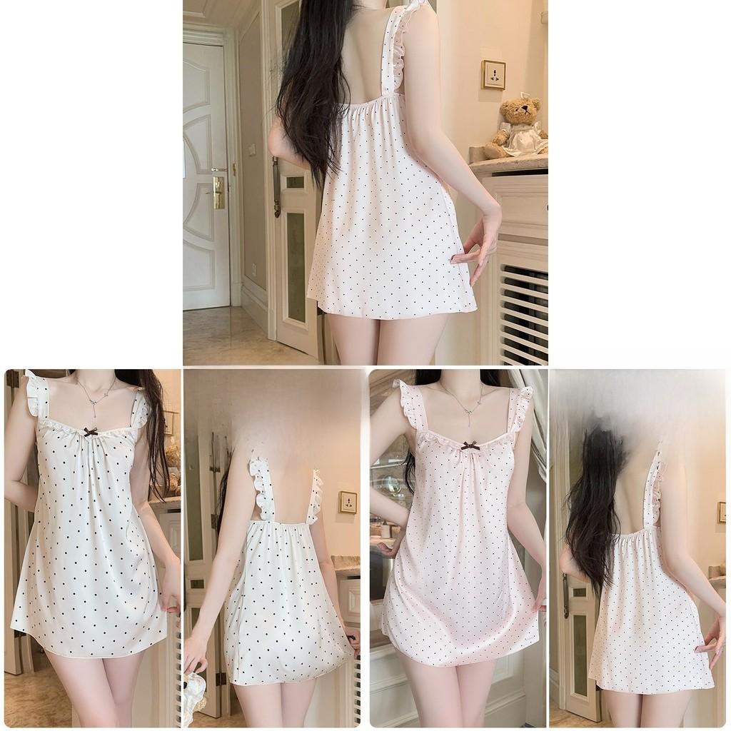 Satin Sleepwear Dress For Women With Deep V Neck And Sleeveless Design For Home And Lounge Use