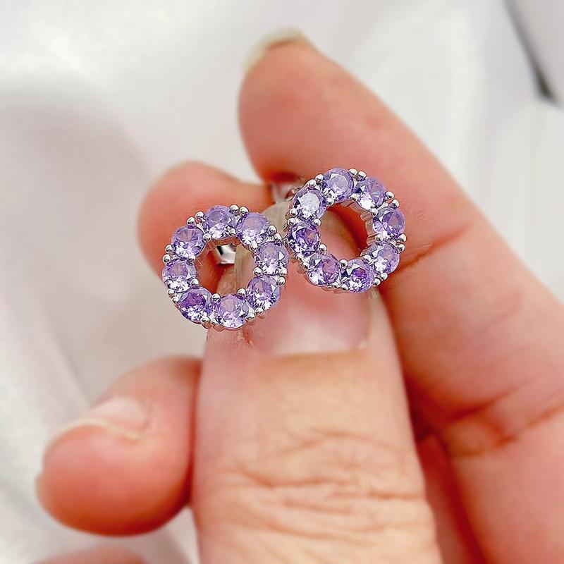 925 Sterling Silver Tanzanite Zircon Stud Earrings Original New Donut Women Frenchhigh Luxury High-end Earrings Jewelry Gift