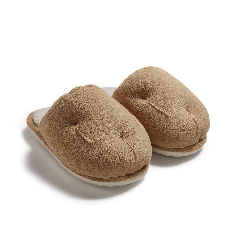Simple small potatoes thickened non-slip warm couple cotton slippers home cartoon winter slippers comfortable slippers
