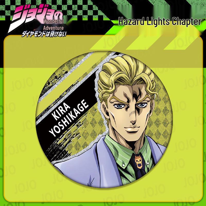 JOJO's Bizarre Adventure Double Flash Badge: HD Print, 75mm/58mm Diameter, Anime Button Pin