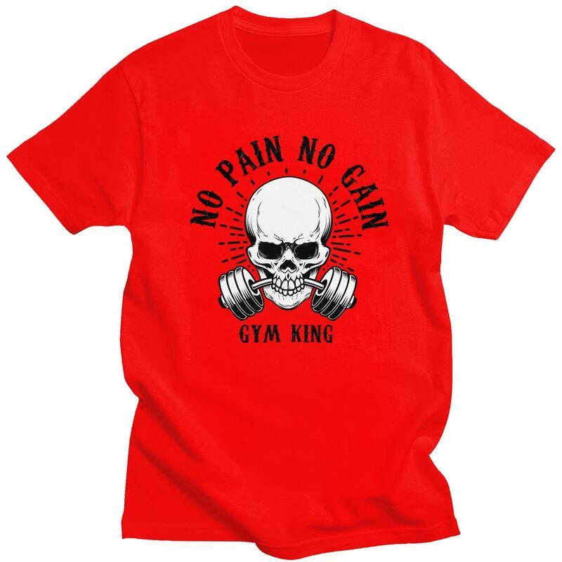 Custom No Pain No Gain Tshirt for Men Short Sleeves Leisure T Shirt Bodybuilding Fitness Gym Tshirts Loose Fit Pure Cotton Tee