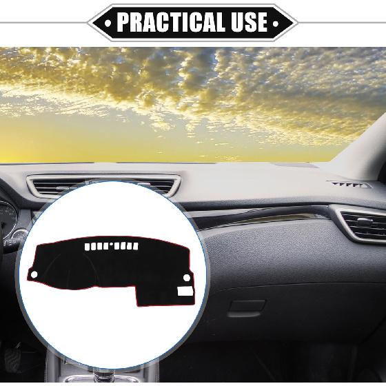 Car Dashboard Cover Mat Compatible for Ford Fusion 2003-2007, Protective Polyester Red Center Console Interior Trim Dash Board Mat