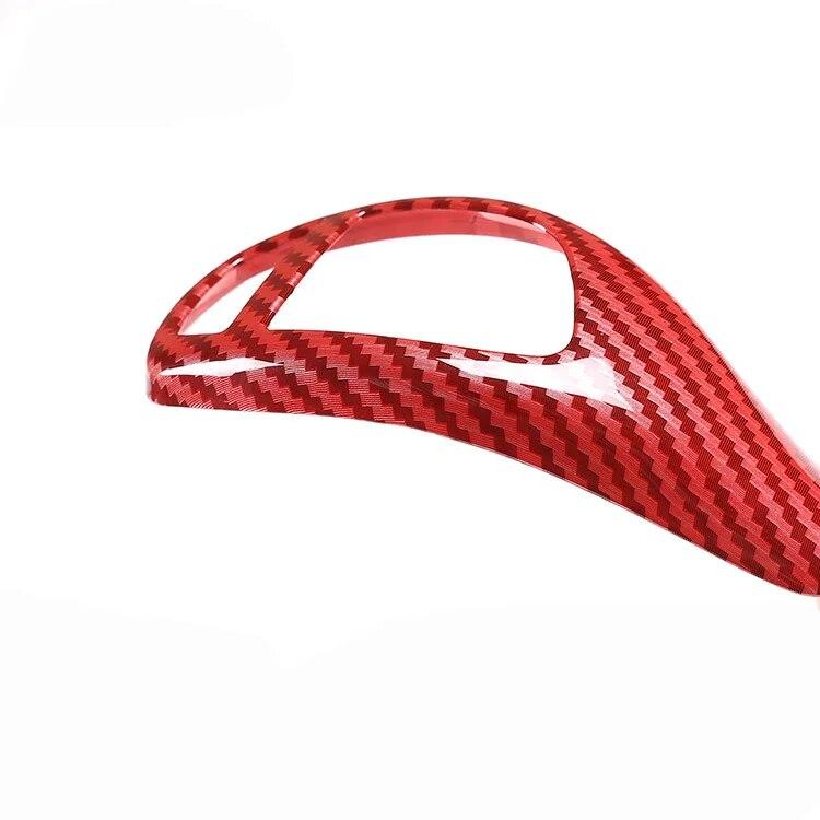 Car Interior Red Carbon Fiber ABS Gear Shift Handle Sleeve Button Cover Stickers For BMW F20 F30 F10 F32 F25 X5 F15 X6 F16 LHD