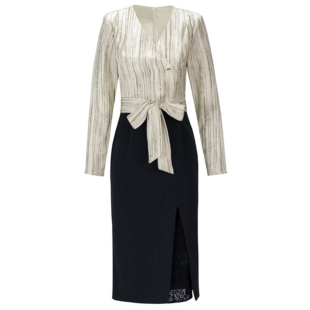 

Элегантное платье Zhili High-End Lace Splice для похудения, формальная юбка до бедер, стиль 2025 года Extra Large