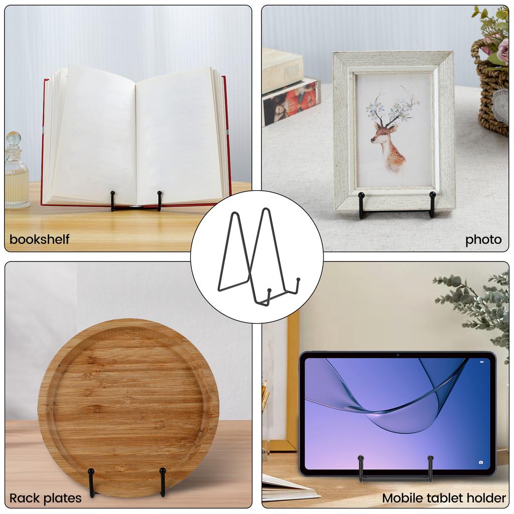 10Pcs Stand Picture Easel Plate Display Metal Plate Holder Base Frame Photo Decorative Sturdy Stylish Minimalistic Book Tabletop