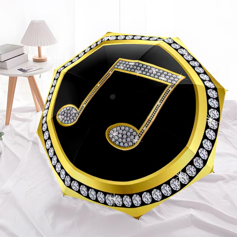 1PC Musical notes Umbrella Portable Folding Umbrella Iron Frame Hole Bone Structure Outdoor Home Umbrella A3