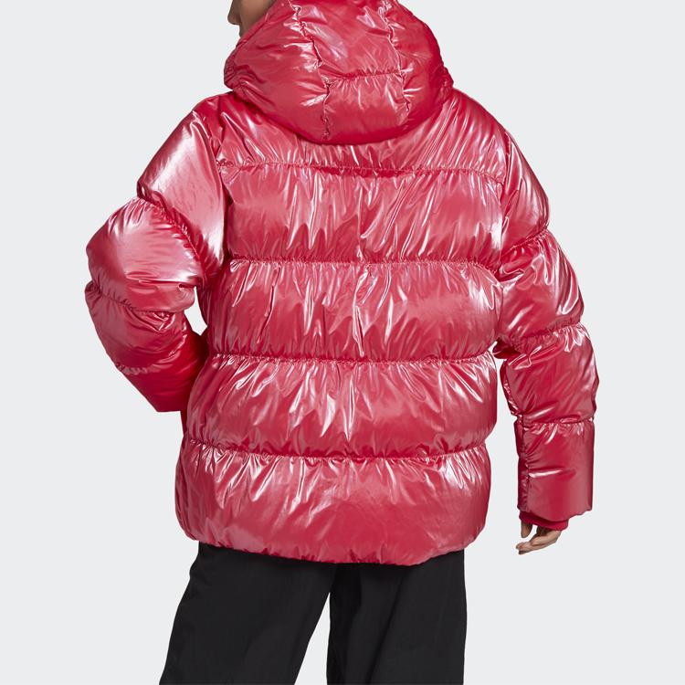 Adidas Originals Trefoil Os Daunen-Pufferjacke Lässig Locker Mit Kapuze Brot-Daunenjacke Winter Damenjacke Energy-Pink GD2519