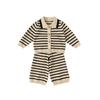 Childrens Striped Knit Threepiece Set With Long Sleeve Pants For Toddler Girls