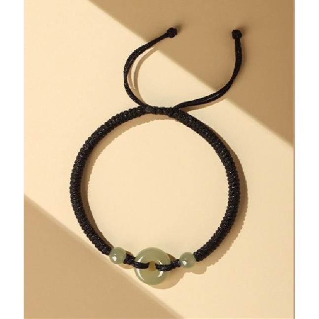Hetian Jade Peace Buckle Red Rope Bracelet for Men and Women, Couple's Bracelet, Red Rope for the Year of the Horse, Gift for Girlfriend