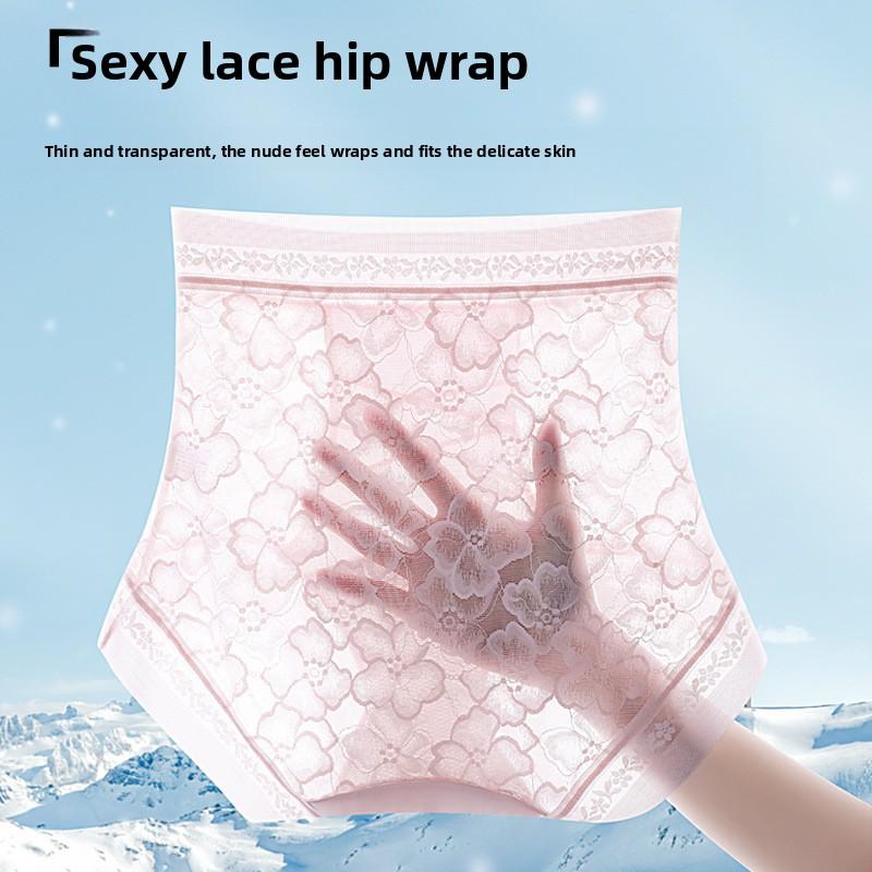 Ladies Summer Sexy Lace 7A Antibacterial Mulberry Silk Crotch Satin Streaky Light Plastic No Trace Breathable Briefs