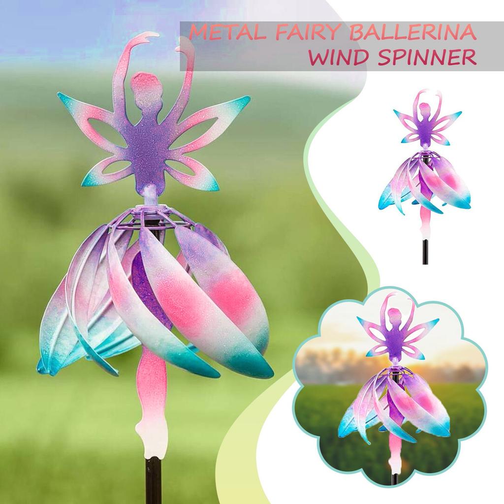 2025 Magical Kinetic Metal Windmill Spinner Unique Fairy-Ballerina Wind-Spinner Handcrafted Metal Garden Art Angel Ornament