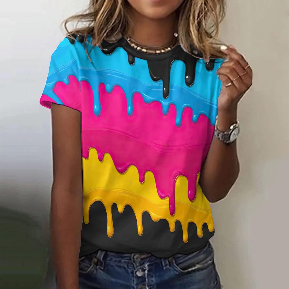 2024 Summer Round Neck Women's T-Shirt Comfortable Loose Short Sleeve Women's Top Fashionable Casual Design T-Shirt