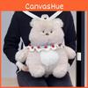 Bear With Rabbit Bib Plush Toy Backpack Stuffed Doll Cartoon Gift Decoration