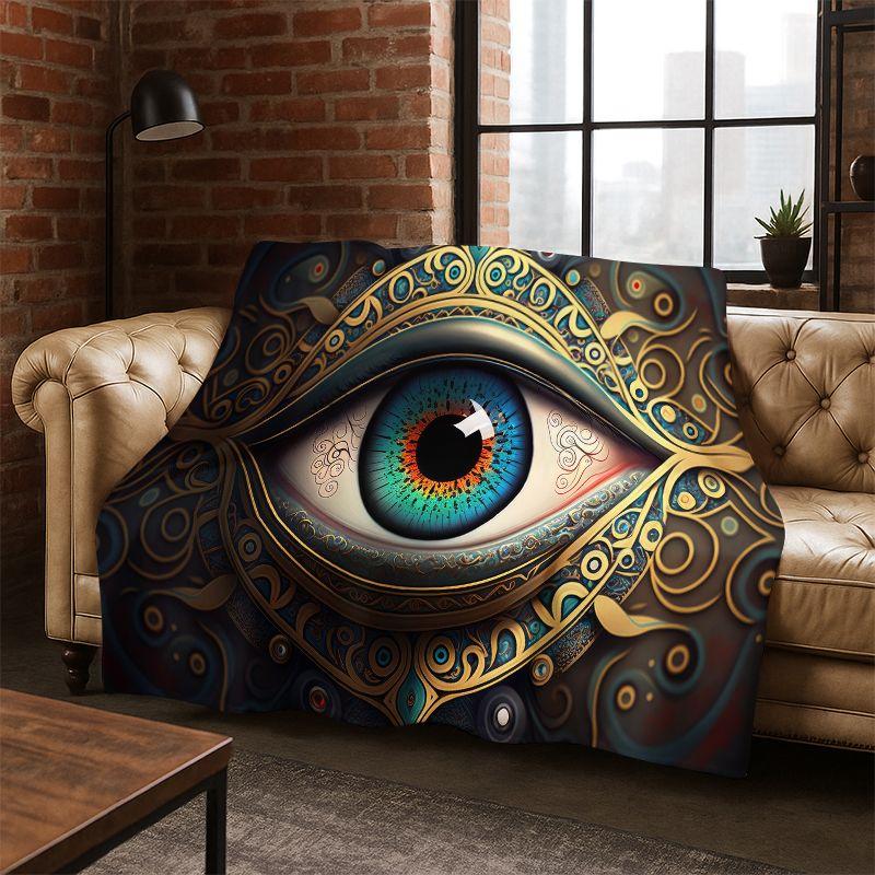 Freemasonry Eye of Providence Evil Eye Nazar Eye of Horus Flannel Blanket Throw Blanket for Bedroom Living Room Bed Travel Gift Size: 75*100cm, Weight: 230 GSM