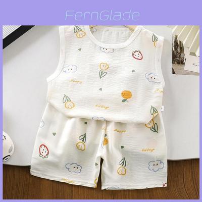 Baby Cartoon Sleeveless Vest And Shorts Summer Set For Toddler Boys And Girls