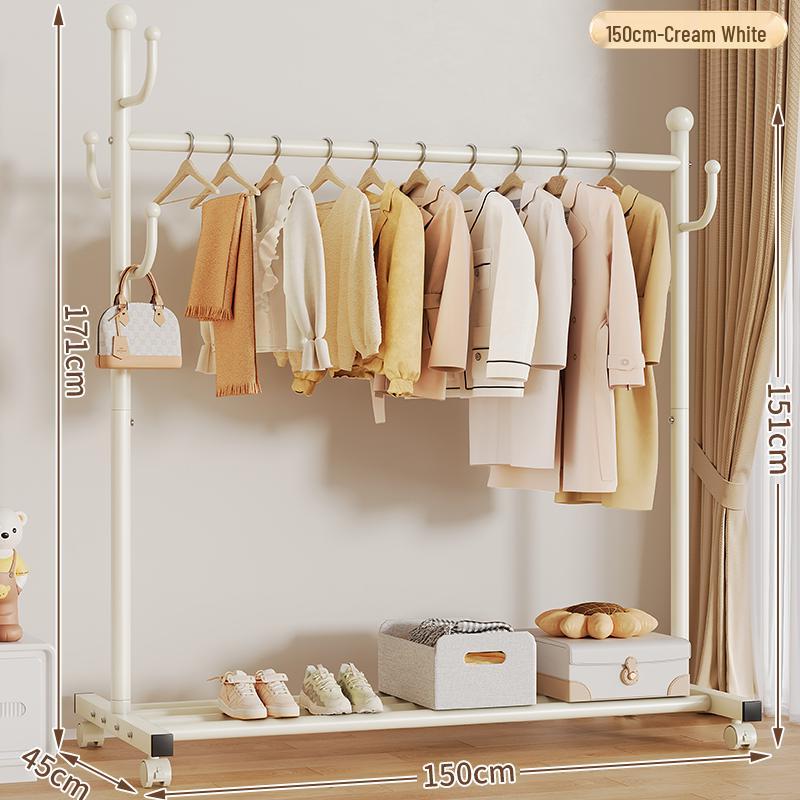 Mobile Floor-Standing Clothes Rack for Bedroom, Balcony, and Dorm – Indoor Hanging and Drying Solution.
