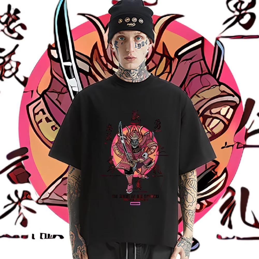 Round Collar Loose Big Size Clothes Harajuku Men's Tshirt Graphic Printing Hippie Tee Fashion Tops Frivolous Tees